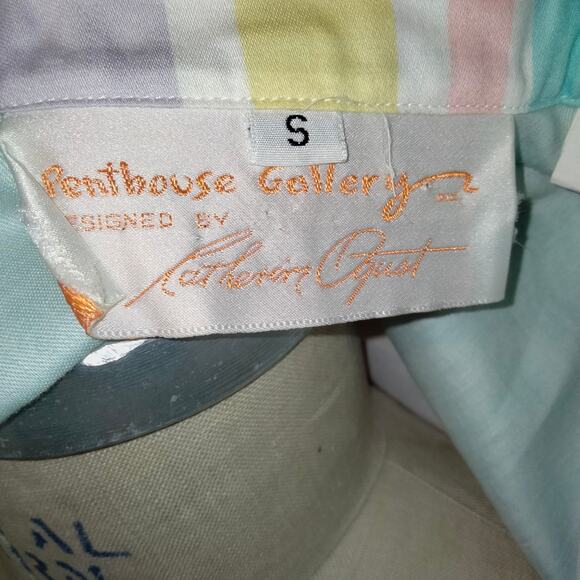 Catherine Ogust Penthouse Gallery Pastel Print Dress Caftan Vintage 80s S - Picture 9 of 10